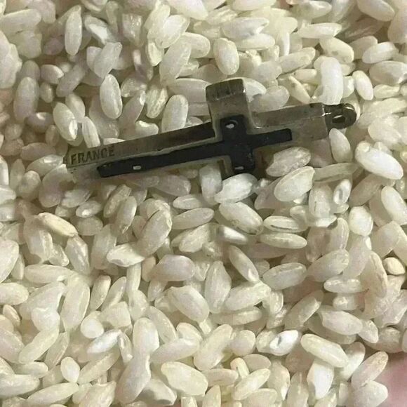 Antique French pectoral cross silver tone inlaid with wood over 100 years old - Picture 6 of 10